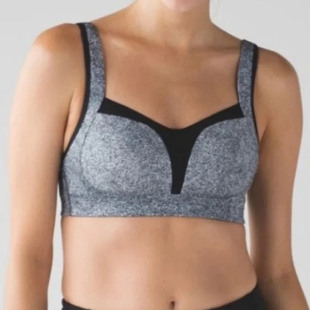 Lululemon Ta Ta Tamer ll Sport Bra Heathred Black Sz E32 Adjustable Strap